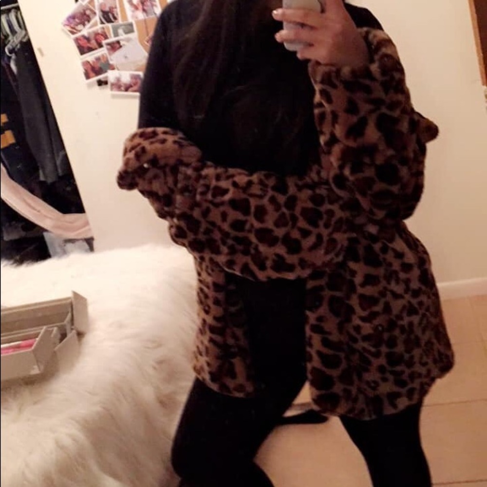 Leopard faux fur jacket!